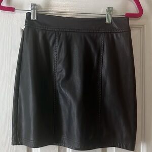 Garage Black Leather Pencil Skirt